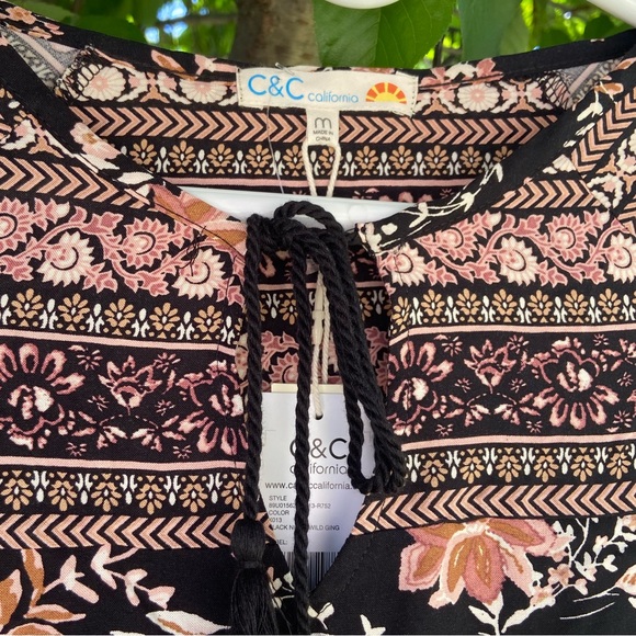 Floral Black and Brown Women's Dress - Picture 5 of 7